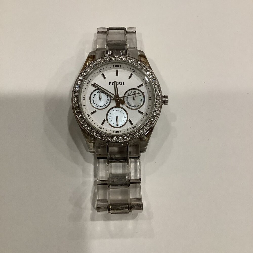 Fossil ES2364 Women's Stainless Steel White Analog Dial QuartzWrist Watch KS628